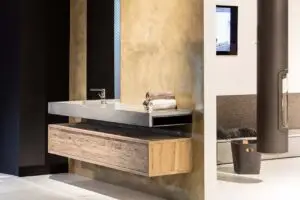 Waschbecken aus Beton mit Ablagefläche von Mandl und Bauer